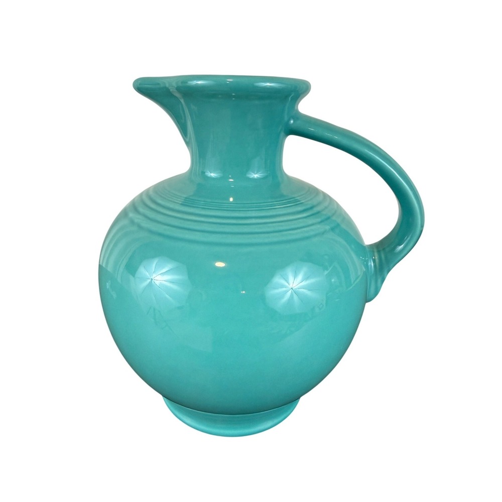 VTG Fiesta Fiestaware USA Carafe Pitcher Jug Vase Green Teal Turquoise 8" Tall